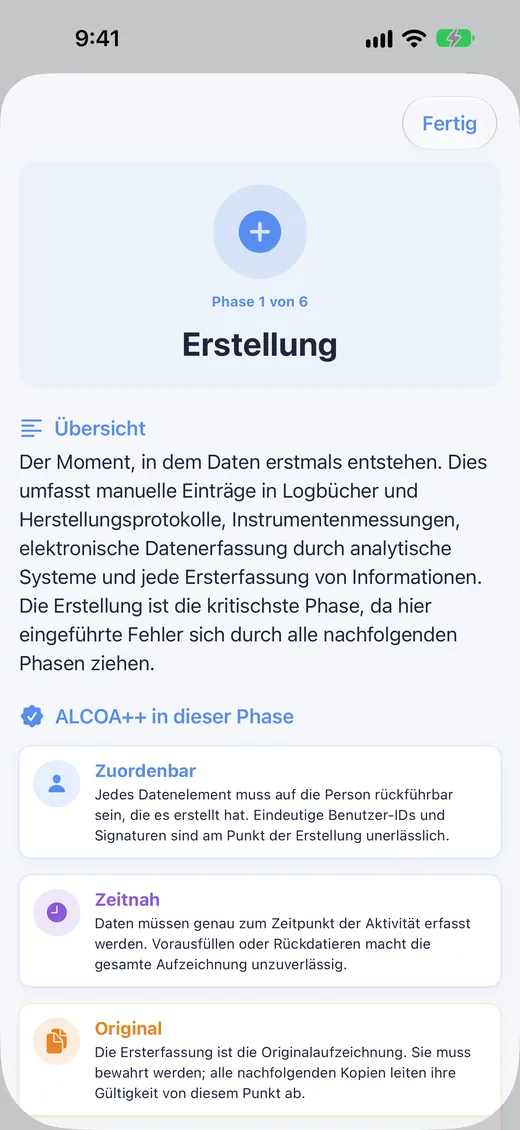 Detailansicht einer Lebenszyklus-Phase