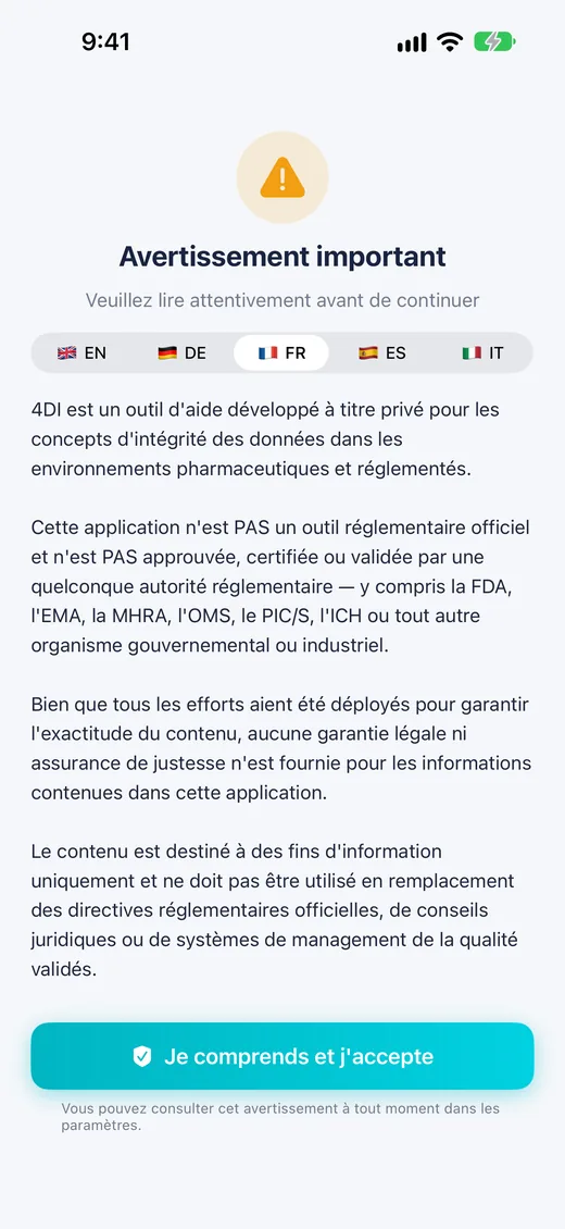 Écran d'avertissement